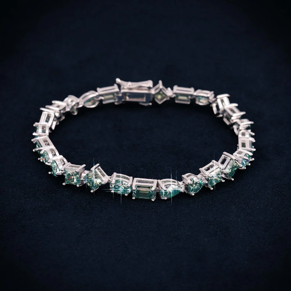 4MM Multi-Shape Moissanite Tennis Bracelet 14K Gold - Image 2