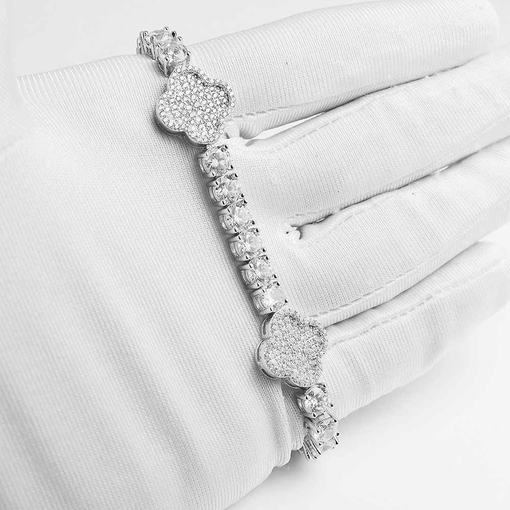 5MM Leaf Clover Moissanite Bracelet 14K Gold - Image 2
