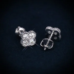 6MM VVS Four Leaf Earrings 14K Gold