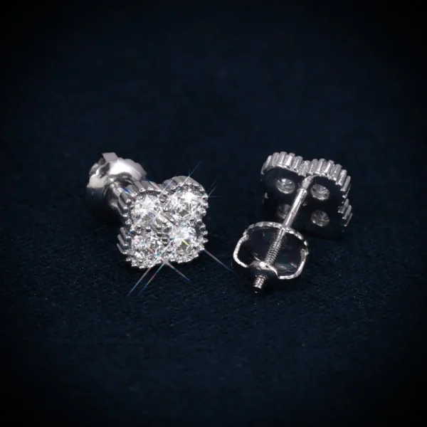 6MM VVS Four Leaf Earrings 14K Gold