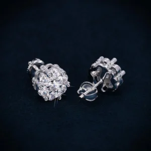 7MM VVS Flower Cluster Earrings 14K Gold