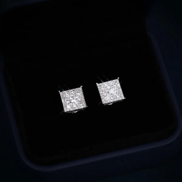 7MM VVS Square Pointer Earrings 14K Gold - Image 3