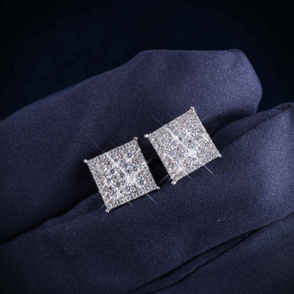 7MM VVS Square Pointer Earrings 14K Gold - Image 2