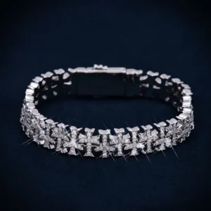 8MM VVS Cross Link Bracelet 14K Gold