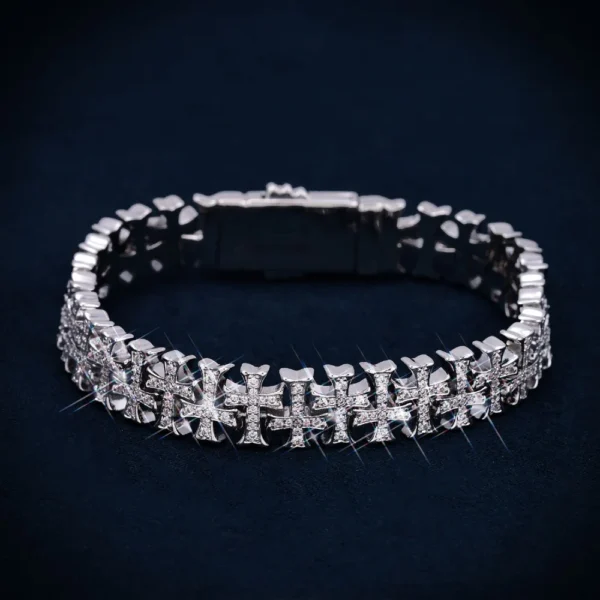 8MM VVS Cross Link Bracelet 14K Gold