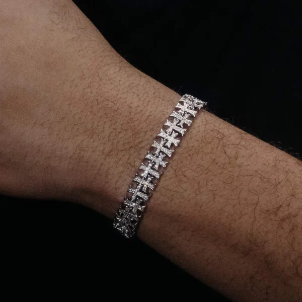 8MM VVS Cross Link Bracelet 14K Gold - Image 2