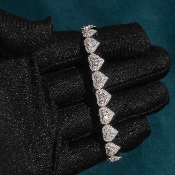 8MM Moissanite Heart Link Bracelet 14K Gold - Image 2