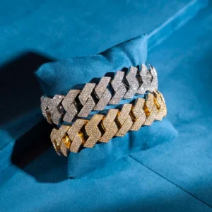 20MM 4-Row Moissanite Cuban Link Bracelet 14K Gold