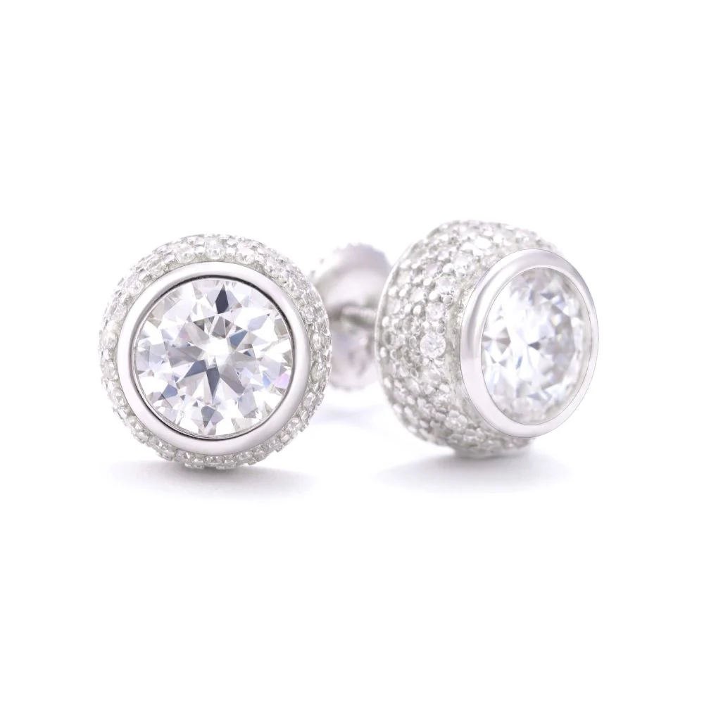 9MM Channel Pointer Moissanite Earrings 14K Gold