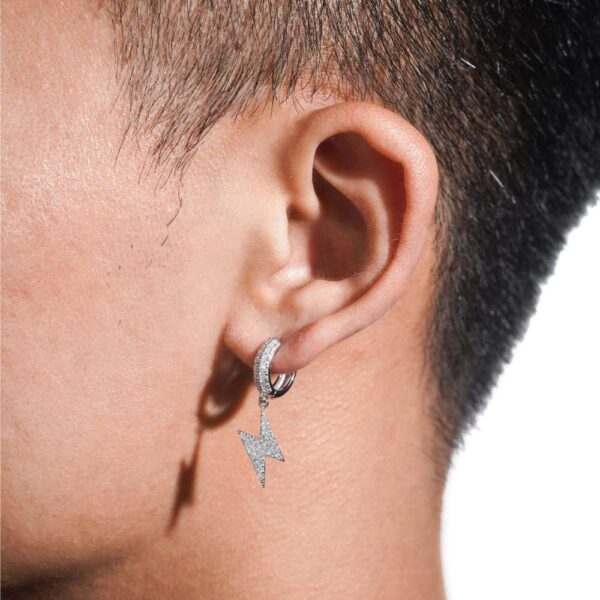 Bolt Drop Moissanite Earrings 14K Gold - Image 2