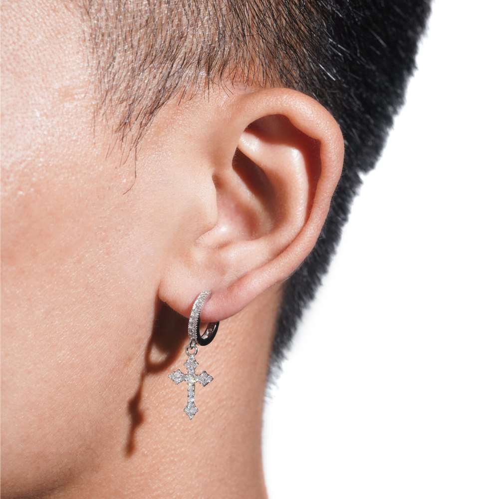 Cross Drop Moissanite Earrings 14K Gold - Image 2