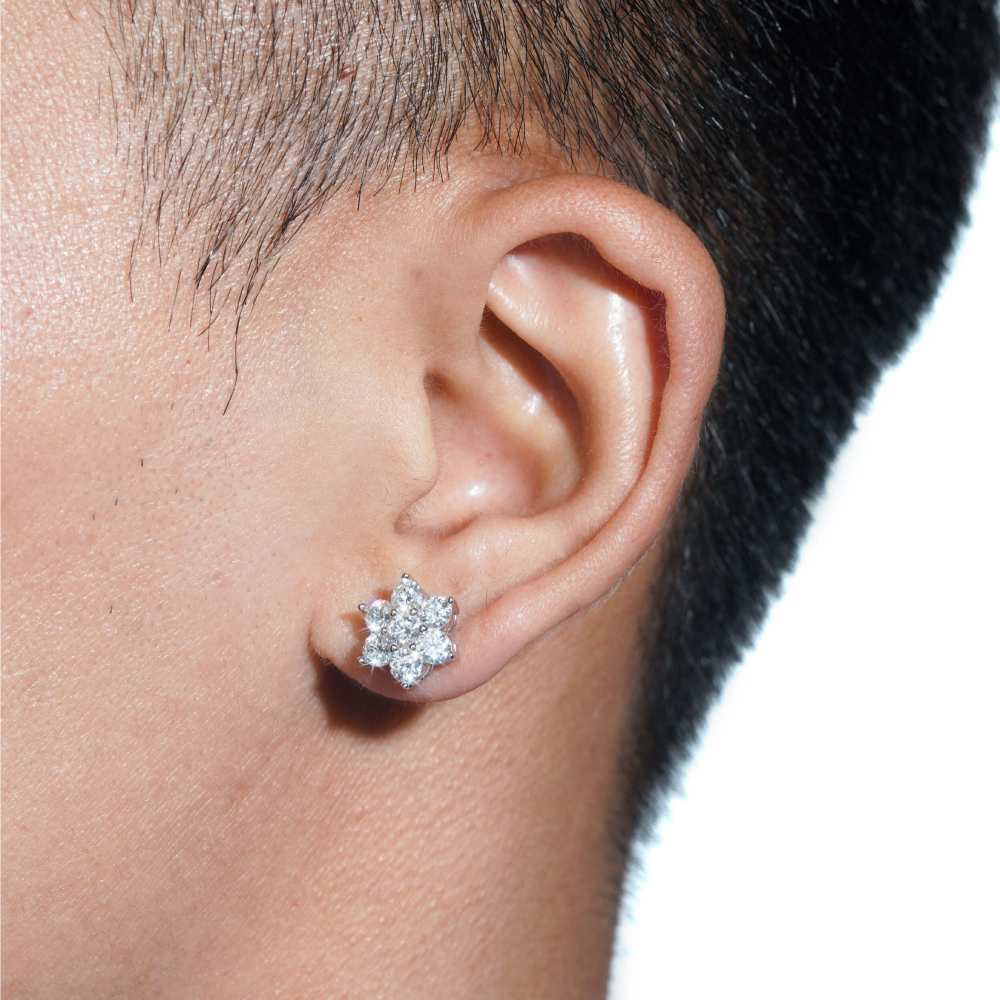 Floral Moissanite Earrings 14K Gold - Image 2