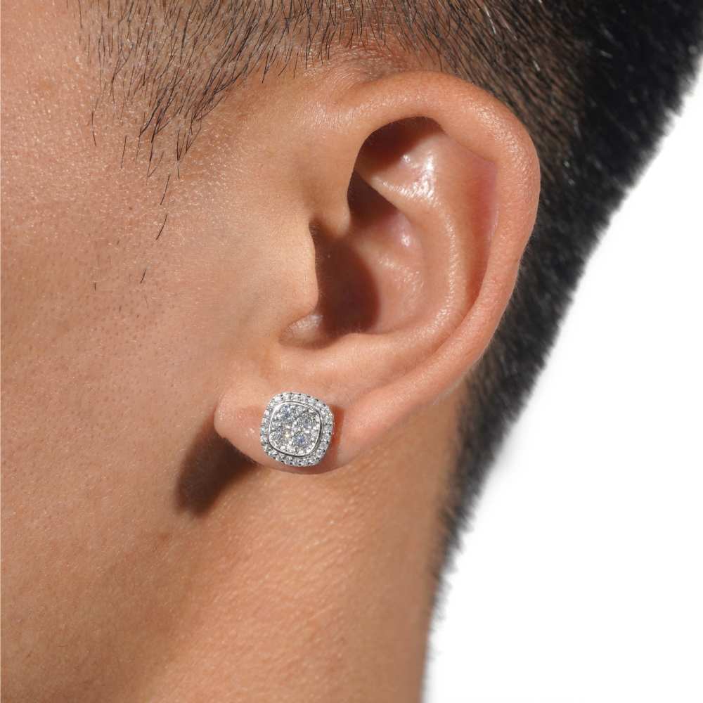 Halo Channel Set Moissanite Earrings 14K Gold - Image 2