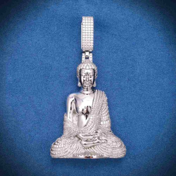 Moissanite Buddha Pendant 14K Gold