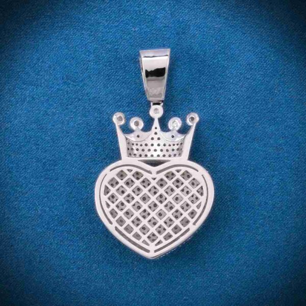 Moissanite Crowned Heart Pendant 14K Gold - Image 3