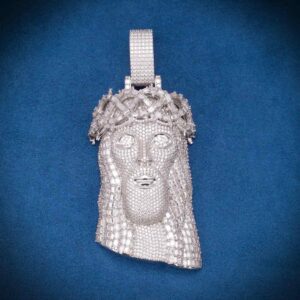 Moissanite Emerald Cut Cluster Jesus Pendant 14K Gold
