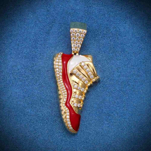 Moissanite Enamel Sneaker Pendant 14K Gold - Image 2