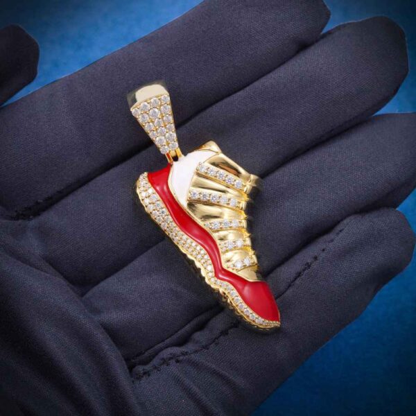 Moissanite Enamel Sneaker Pendant 14K Gold - Image 3