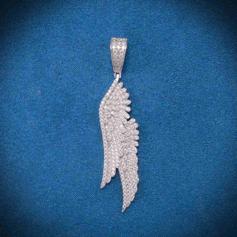 Moissanite Feather Pendant 14K Gold - Image 2