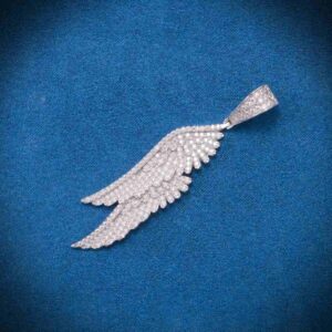 Moissanite Feather Pendant 14K Gold