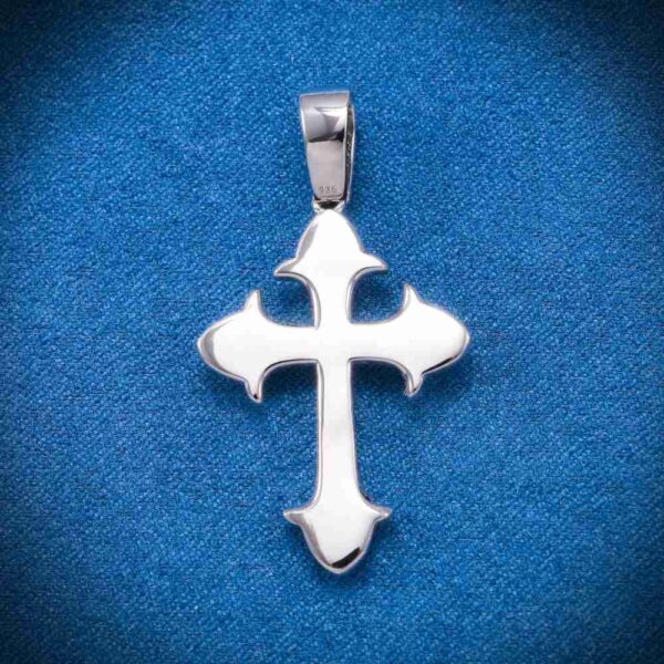 Moissanite Fleur Cross Pendant 14K Gold - Image 2