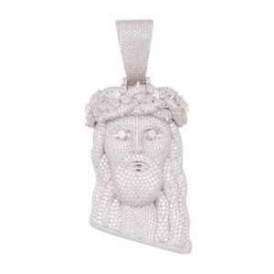 Moissanite Flower Beads Jesus Pendant 14K Gold