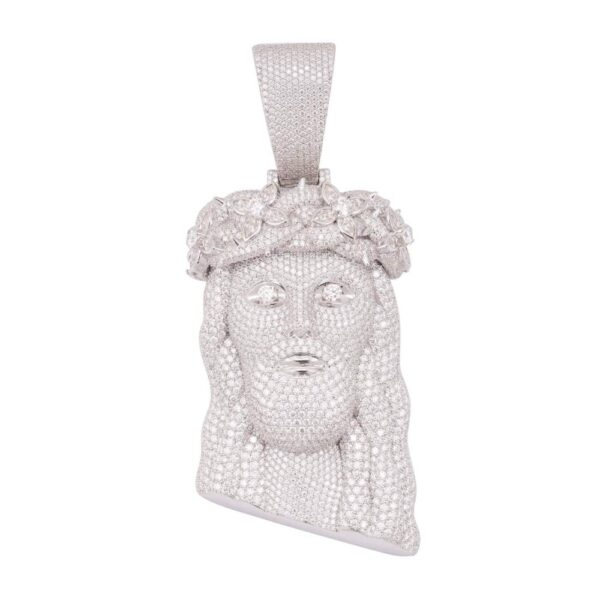 Moissanite Flower Beads Jesus Pendant 14K Gold