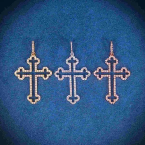 Moissanite Hollow Byzantine Cross 14K Gold