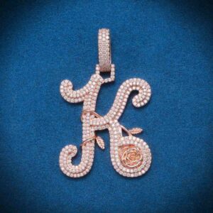 Moissanite Letter K Pendant 14K Rose Gold