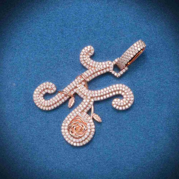 Moissanite Letter K Pendant 14K Rose Gold - Image 2