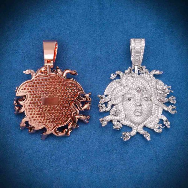 Moissanite Medusa Head Pendant 14K Gold - Image 2