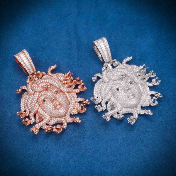 Moissanite Medusa Head Pendant 14K Gold - Image 3