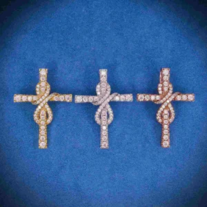 Moissanite Mini Infinity Cross Pendant 14K Gold