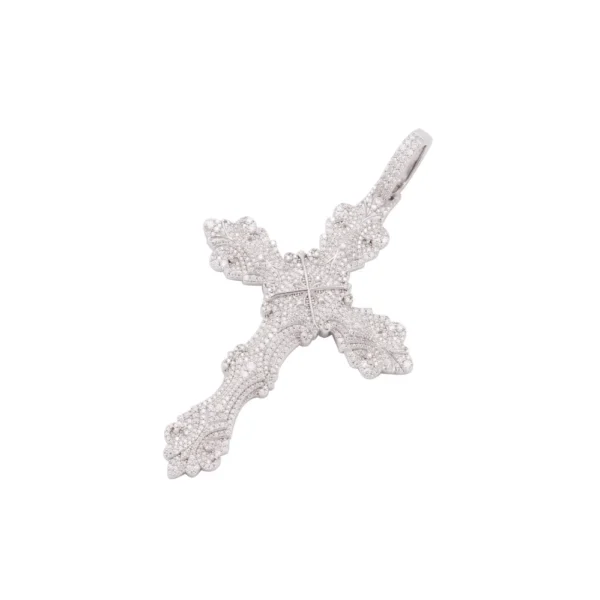 Moissanite Ornamental Cross 14K White Gold - Image 2