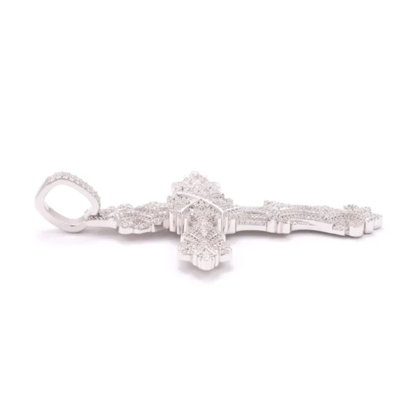 Moissanite Ornamental Cross 14K White Gold - Image 3