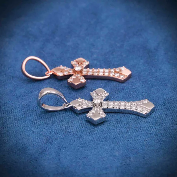 20MM Moissanite Ornamental Cross Pendant 14K Gold - Image 2