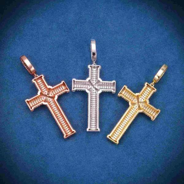Moissanite X Cross Pendant 14K Gold - Image 2