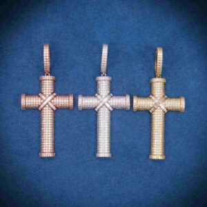 Moissanite X Cross Pendant 14K Gold
