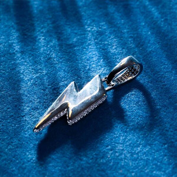 Moissanite Lightning Bolt Pendant 14K Gold - Image 2