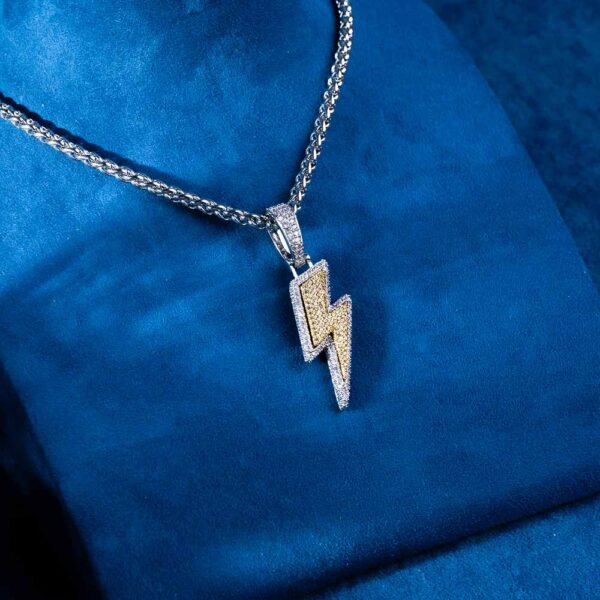 Moissanite Lightning Bolt Pendant 14K Gold - Image 3
