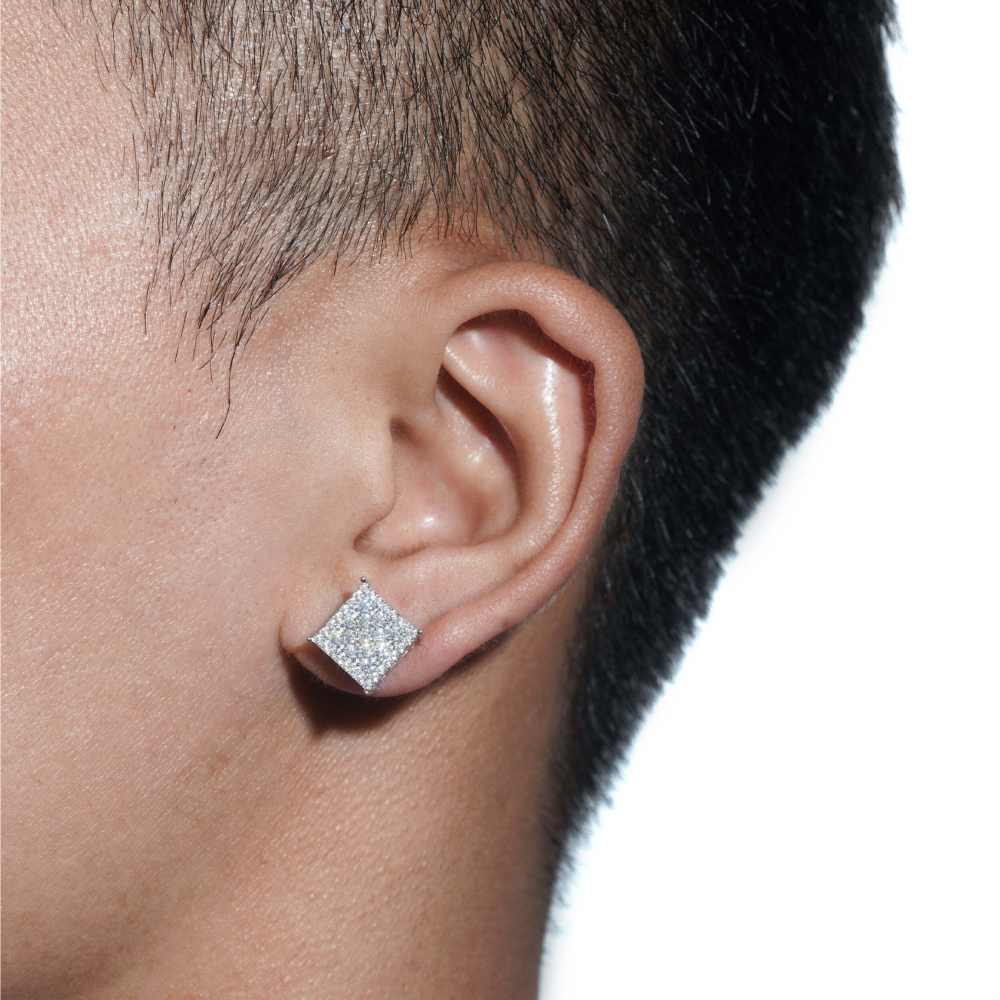 Square Pointer Moissanite Earrings 14K Gold - Image 2