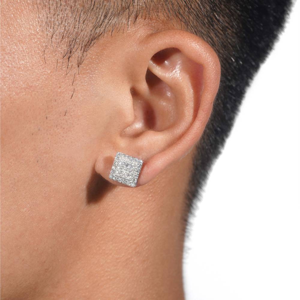 Square Wire Moissanite Earrings 14K Gold - Image 2