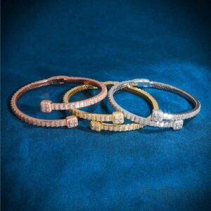 Thin Baguette Bangle Bracelet 14K Gold