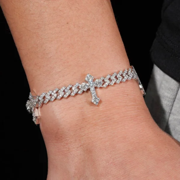 6MM VVS Cross Cuban Link Bracelet 14K Gold - Image 2
