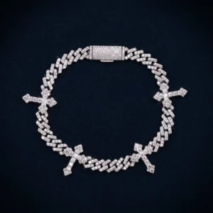 6MM VVS Cross Cuban Link Bracelet 14K Gold