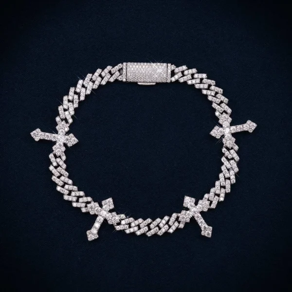 6MM VVS Cross Cuban Link Bracelet 14K Gold