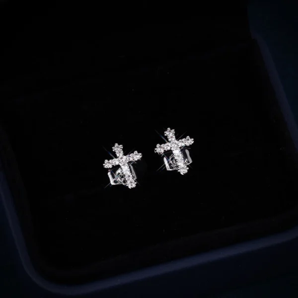 VVS Cross Earrings 14K Gold