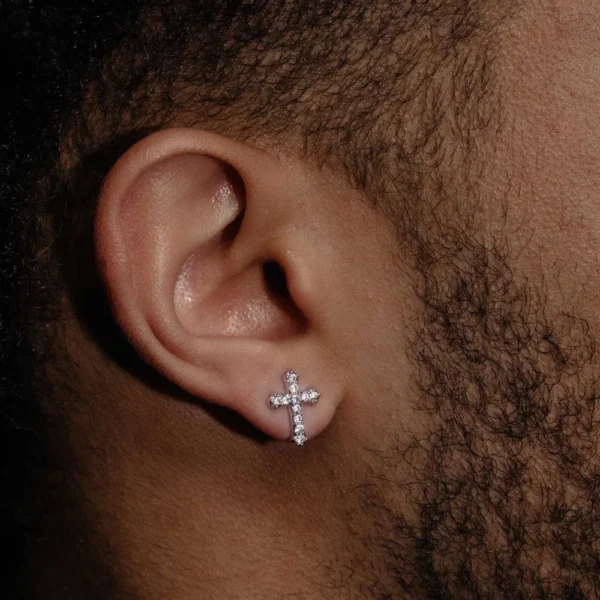 VVS Cross Earrings 14K Gold - Image 3