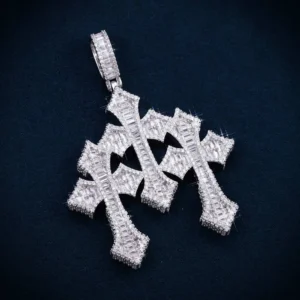 VVS Triple Cross Pendant 14K Gold