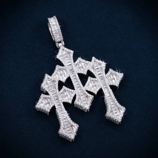 VVS Triple Cross Pendant 14K Gold